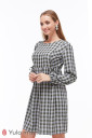 Платье для беременных и кормления Loraine, клетка хаки с серым