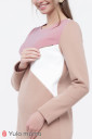 Сукня для вагітних і годування  Denise warm, капучіно / пильно-рожевий