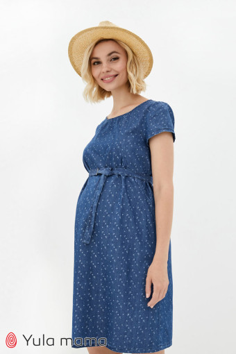 Платье Grace для беременных и кормления, джинсово-синий с принтом якорьки