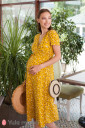 Сукня для вагітних і годування Eilish, темно-жовтий з коричнево-молочними квіточками
