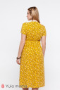 Платье для беременных и кормления Eilish, темно-желтый с коричнево-молочными цветочками