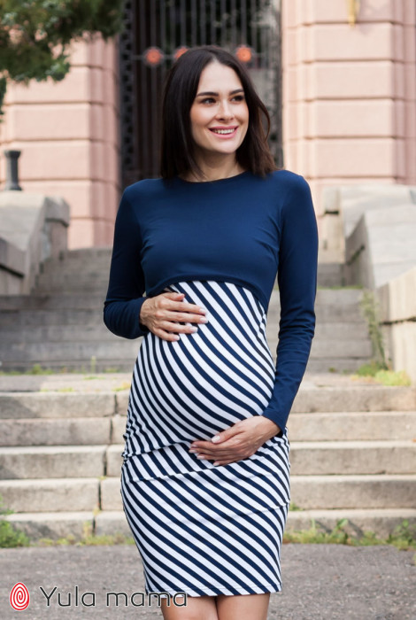 Платье для беременных и кормления Angelina, синий с белым