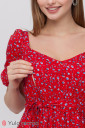 Платье Federica для беременных и кормления, голубые цветочки на красном