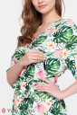 Платье Fey для беременных и кормления, яркие листья и цветы на белом