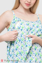 Сарафан Ofelia для беременных и кормления, сине-зеленые листики на молочном