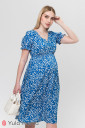 Платье Audrey для беременных и кормления, цветочки на синем