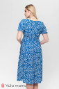 Платье Audrey для беременных и кормления, цветочки на синем