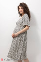 Сукня Joselyn для вагітних із секретом для годування, чорні квіточки на молочному фоні