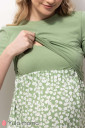 Платье Gwinnett для беременных с секретом для кормления, оливковое с веточками