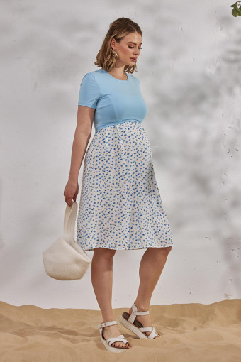 Платье Gwinnett для беременных и кормления, голубой с белым