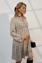 Сукня для вагітних, із секретом для годування Alicia, квітковий принт на сіро-бежевому