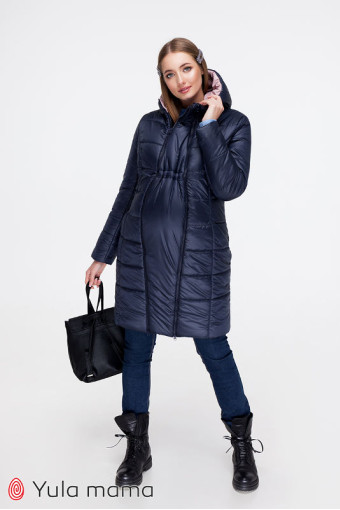 Зимове пальто для вагітних Mariet, синій з пудрою