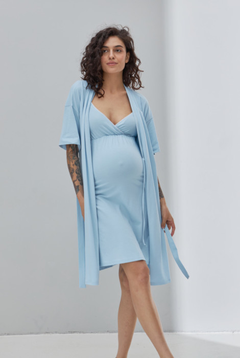 Халат для вагітних і в пологовий Paola блакитного кольору