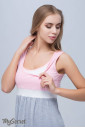 Нічна сорочка для вагітних і годування Sela, сірий меланж із рожевим