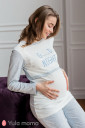 Пижама Milena для беременных и кормления, голубой меланж с молочным