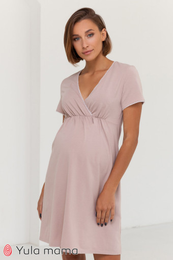 Ночная рубашка Alisa light для беременных и кормления, светлый капучино