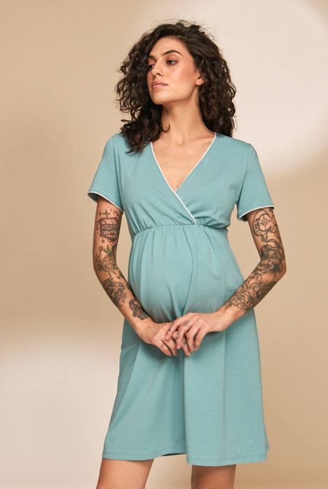 Рубашка в роддом, для беременных и кормящих Alisa light, полынь