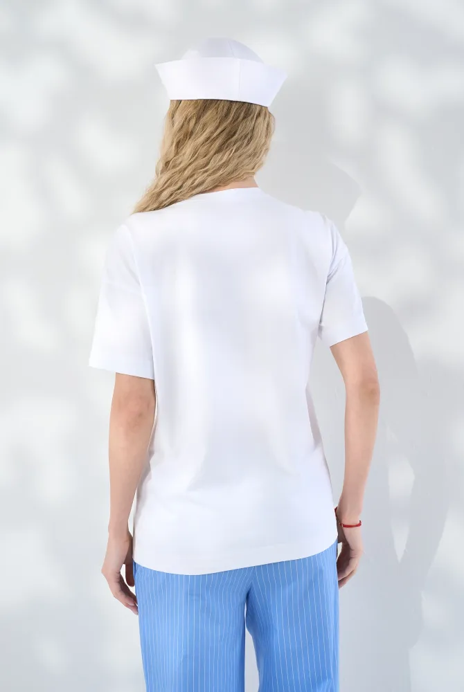 Базова футболка Seaside для вагітних з секретом для годування, біла Базова футболка Seaside для вагітних з секретом для годування, біла