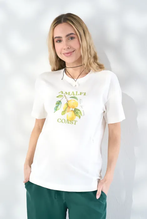 Базова футболка Dolce для вагітних з секретом для годування, молочна Базова футболка Dolce для вагітних з секретом для годування, молочна