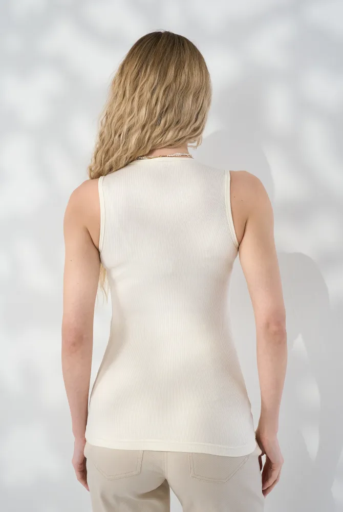 Акцентна майка для вагітних із секретом для годування Jade, молочна Акцентна майка для вагітних із секретом для годування Jade, молочна