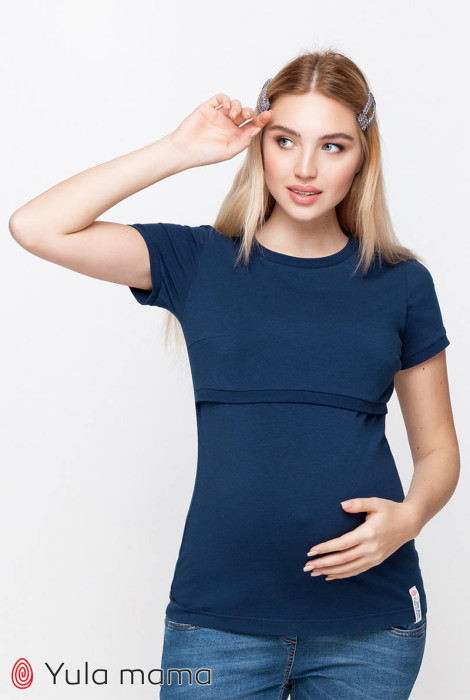 Синя футболка для вагітних та годування Margo