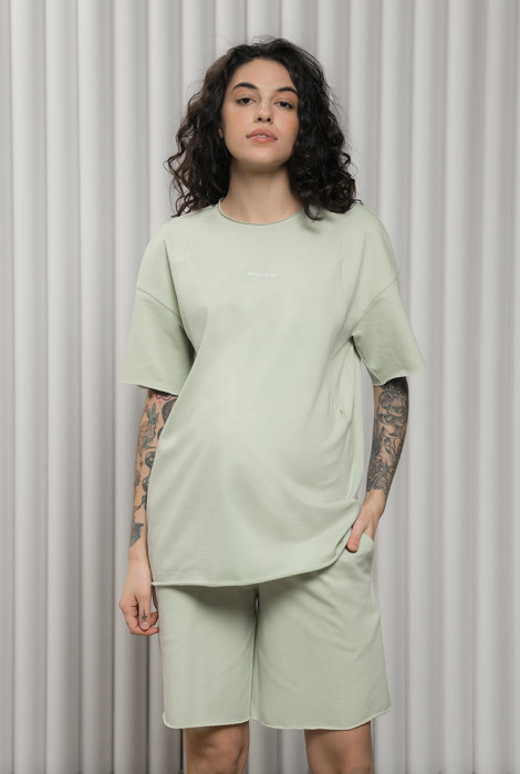 Костюм для беременных футболка и шорты Mikaela, оливкового цвета