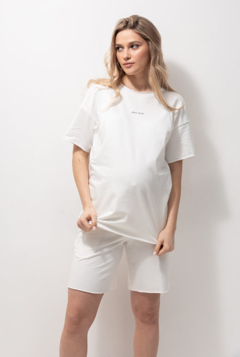 Костюм для беременных футболка и шорты Mikaela, молочного цвета