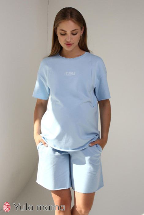 Костюм для вагітних футболки та шорти Freedom, блакитного кольору