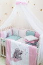 Комплект переменного детского постельного белья с 3 предметов Akvarel, Зайчик с бабочками
