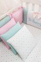 Комплект детского постельного белья с 6 предметов Акварель, Зайчик с бабочками