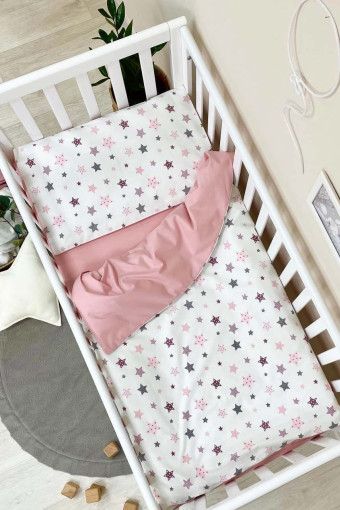 Комплект змінної дитячої постільної білизни Baby dream, Stars рожевий