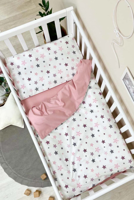 Сменный комплект постельного белья Baby dream, Звёздочки розовые