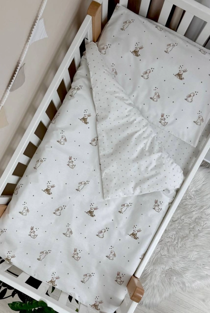 Мінімалістичний комплект дитячої постільної білизни Baby Mix New з зайчикми Мінімалістичний комплект дитячої постільної білизни Baby Mix New з зайчикми