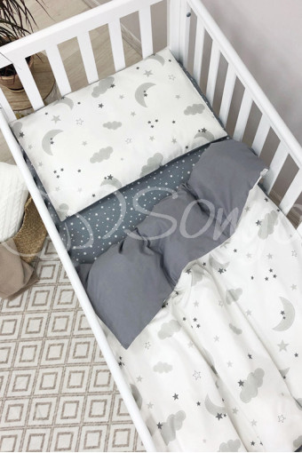 Комплект сменного детского постельного белья Baby mix, Серые облака и месяц
