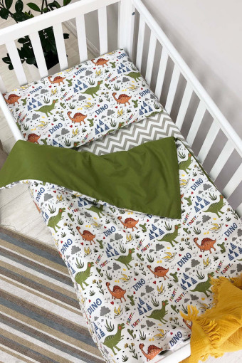 Комплект сменного детского постельного белья Baby mix, Дино олива