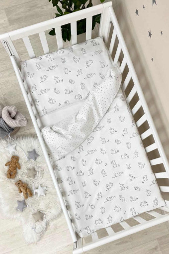 Комплект сменного детского постельного белья Baby Mix, Зайчики на белом