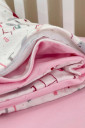 Сменный комплект постельного белья с фланели, зайчики на розовом