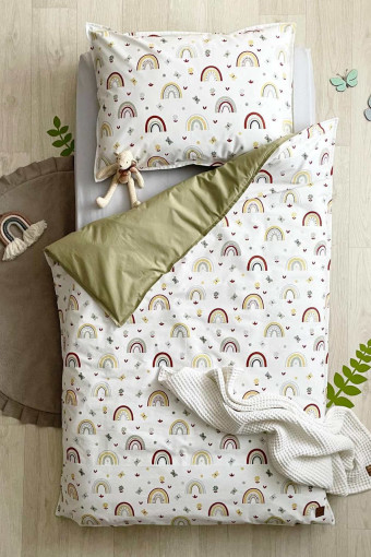 Комплект дитячої змінної постільної білизни в ліжечко, Веселки оливка
