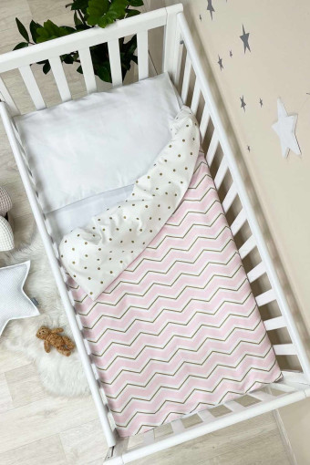 Комплект сменного детского постельного белья Shine, розовый зигзаг