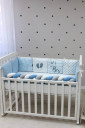 Комплект захисних бортиків в дитяче ліжко Baby Design, Блакитна геометрія