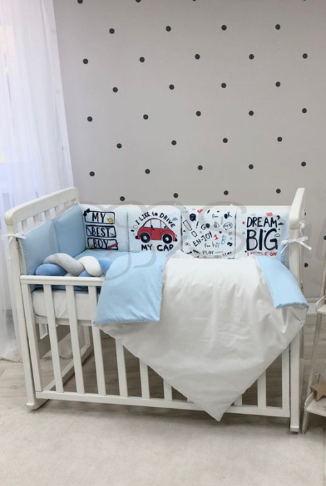 Комплект защитных бортиков в детскую кровать Baby Design, Машинки