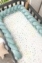 Защитный бортик-косичка в детскую кроватку, темно-мятного цвета