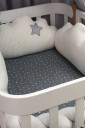 Защитные бортики в детскую кроватку белого цвета из вафельки, Облака