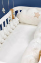 Захисні бортики в дитяче ліжечко молочногом кольору із вафельки, Хмаринка