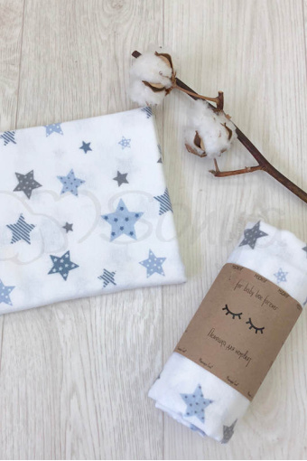 Фланелевая пеленка Stars, голубой