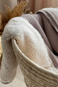 Утепленный вязаный плед Тедди Рогожка, бежевого цвета
