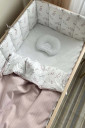 Вафельний плед-конверт із ковдрою Baby Dream, пудрові гілочки-котики