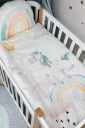 Комплект детского постельного белья Радужный единорог + кокон