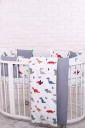 Комплект переменного детского постельного белья с 3 предметов Baby Design Premium, Dino синий