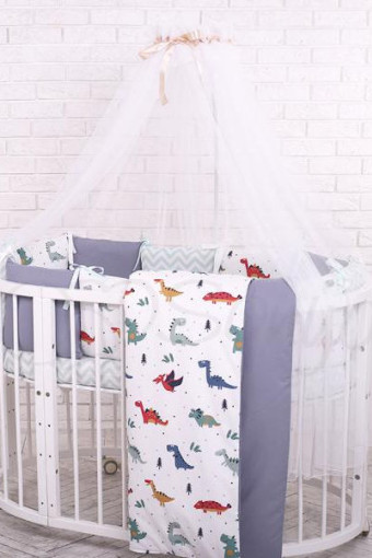 Комплект дитячої постільної білизни із 7 предметів Baby Design Premium, Dino
